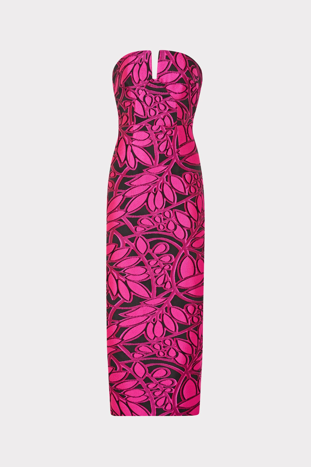 Judith Pink Palm Jacquard Dress - Pink/Black