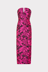 Judith Pink Palm Jacquard Dress - Pink/Black