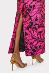 Judith Pink Palm Jacquard Dress - Pink/Black