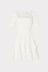 Joy Lace Combo Mini Godet Dress - White
