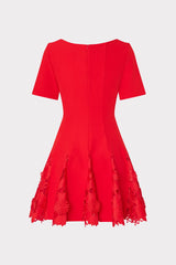 Joy Lace Combo Mini Godet Dress - Red