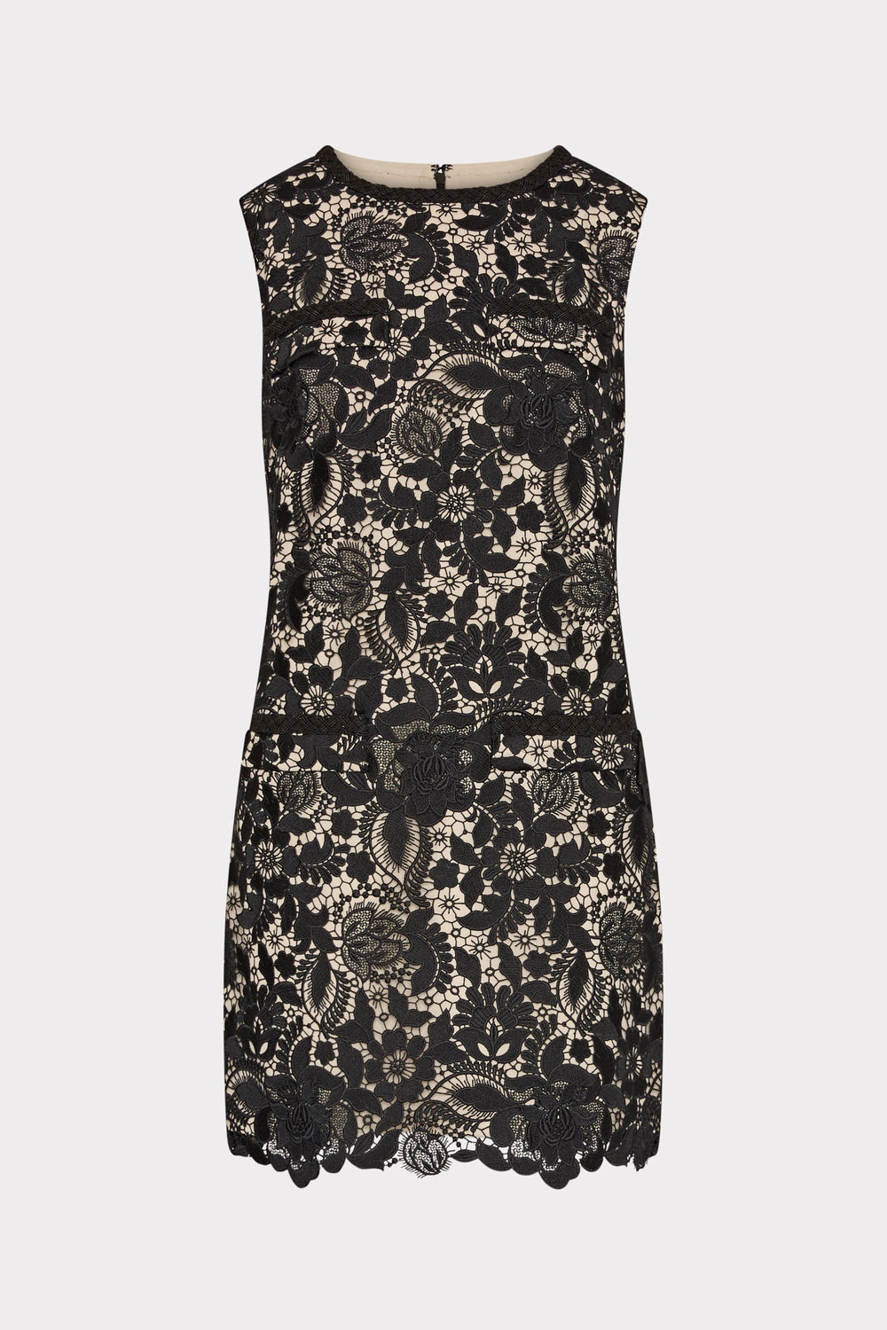 3D Garden Lace Sleeveless Mini Dress - Black