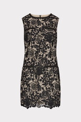 3D Garden Lace Sleeveless Mini Dress - Black