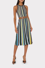 Multi Stripe Halter Knit Midi Dress - Multi