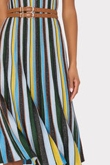 Multi Stripe Halter Knit Midi Dress - Multi