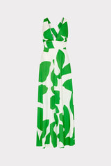 Catarina Grand Foliage Poplin Maxi Dress - Green/White