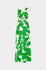 Catarina Grand Foliage Poplin Maxi Dress - Green/White