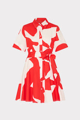 Grand Foliage Poplin Mini Dress - Red/White