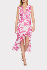 Nanci Lily Silhouette Ruffle Dress - Pink/Ecru
