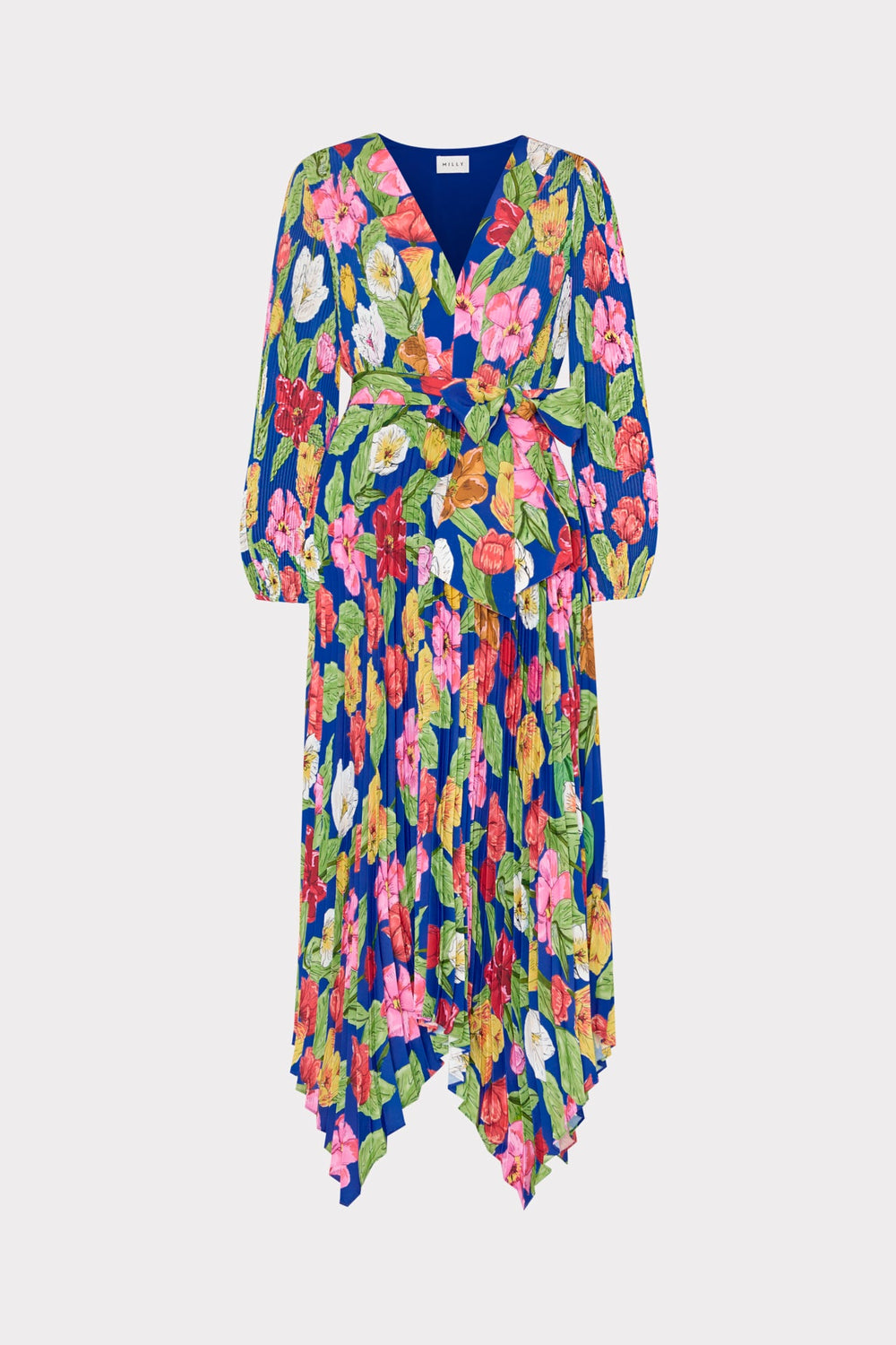 Liora Tulip Rosette Pleated Dress - Royal Blue Multi