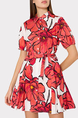 Juni Windflower Pastel Poplin Mini Dress - Coral Multi
