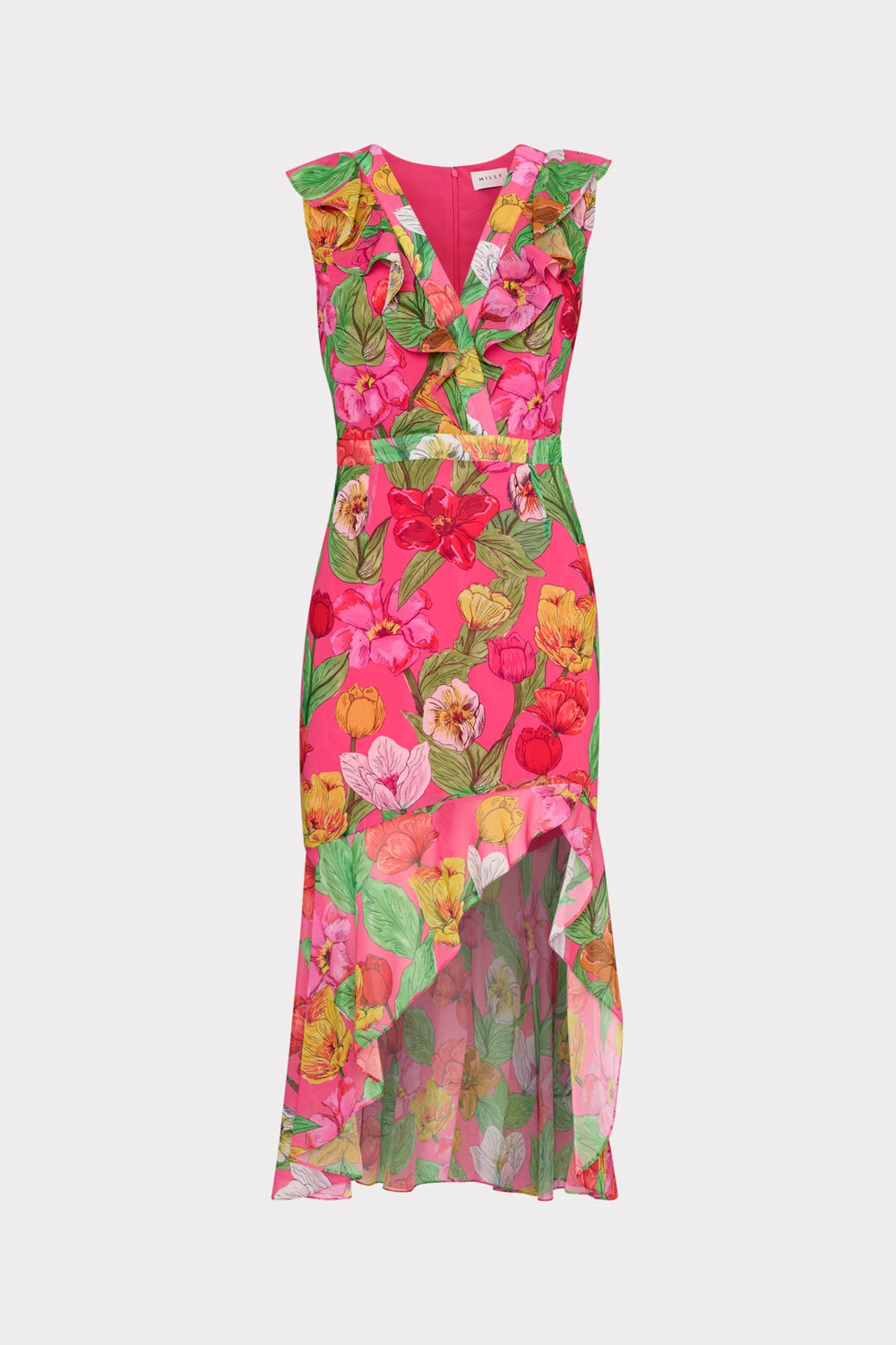 Nanci Tulip Rosette Ruffle Dress - Pink Multi