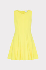 Sleeveless Stretch Cady Fit And Flare Dress - Yellow