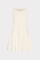 Sleeveless Stretch Cady Fit And Flare Dress - Ecru