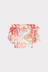 Floraison Rouge Organza Ruffle Top - Red Multi