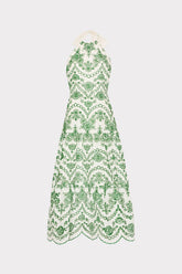 Hayden Scallop Eyelet Dress - White/Green
