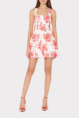 Ariel Rose Embroidery Mini Dress - Red/White