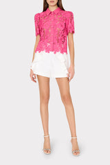 Addison Roja Lace Top - Milly Pink