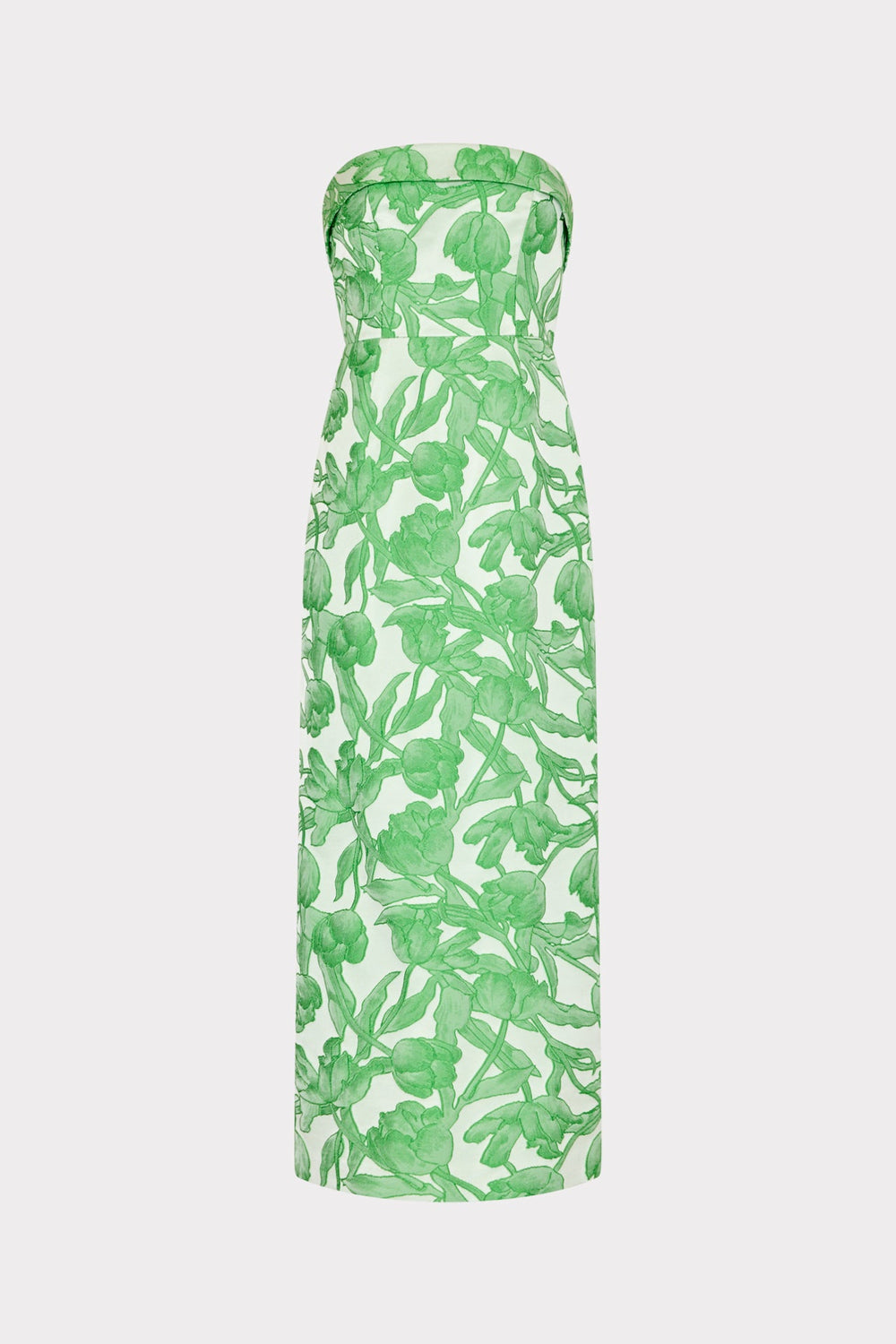 Tulip Jacquard Strapless Dress - Green Multi