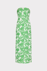 Tulip Jacquard Strapless Dress - Green Multi