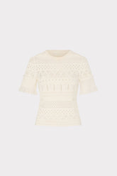 Smocked Finish Pointelle Top - Ecru
