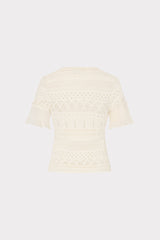 Smocked Finish Pointelle Top - Ecru