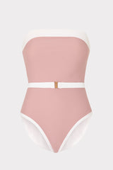Ravello Strapless Color Block One Piece - Beige/White