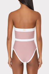 Ravello Strapless Color Block One Piece - Beige/White