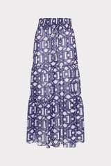 Jem Nautical Chain Tiered Chiffon Skirt - Navy/White