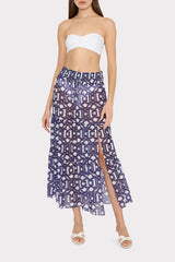Jem Nautical Chain Tiered Chiffon Skirt - Navy/White
