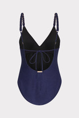 Shimmer Texture Braided One Piece - Navy