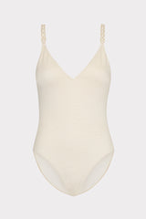 Shimmer Texture Braided One Piece - Tan