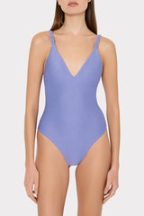 Shimmer Texture Braided One Piece - Purple