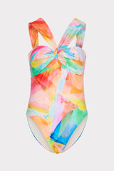 Betsy Watercolor Paint Stroke Bandeau One Piece - Multi