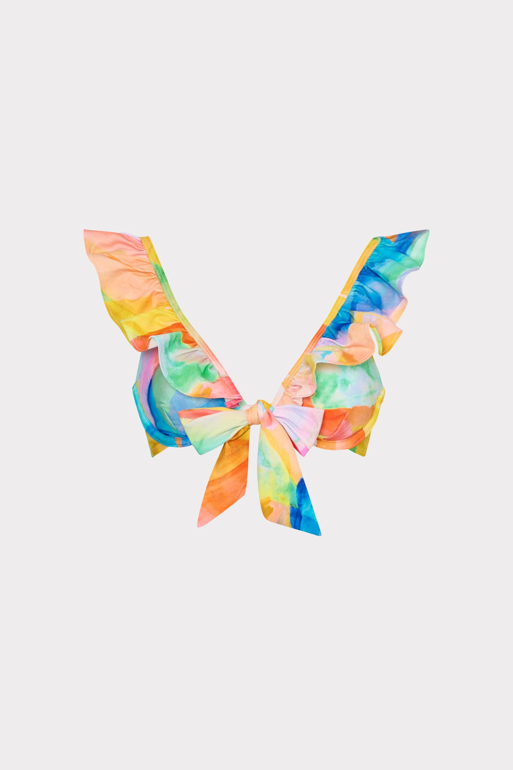 Watercolor Paint Stroke Ruffle Bikini Top - Multi