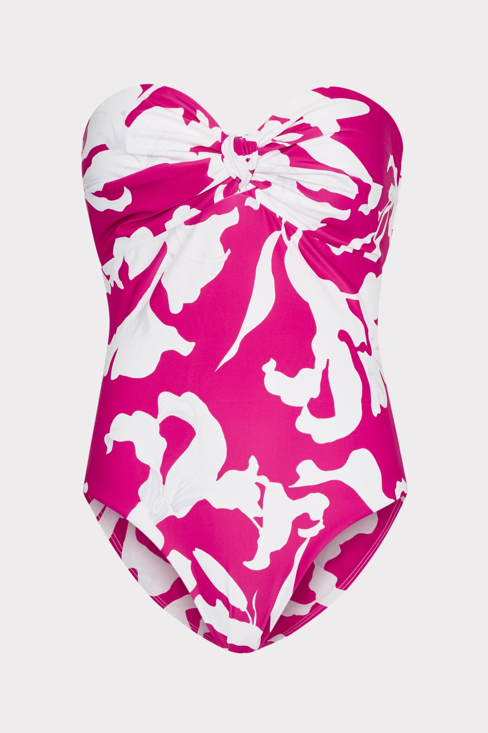 Lily Silhouette Knot Bandeau One Piece - Pink/Ecru