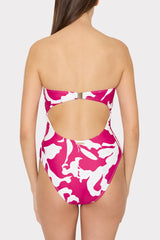 Lily Silhouette Knot Bandeau One Piece - Pink/Ecru