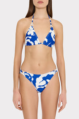 Lily Silhouette Triangle Bikini Top - Blue/Ecru