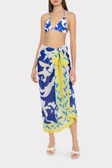 Lily Silhouette Sarong - Blue/Ecru