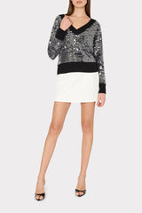Ilaria Sequin V-Neck Sweater - Black