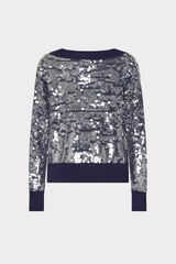 Ilaria Sequin V-Neck Sweater - Navy