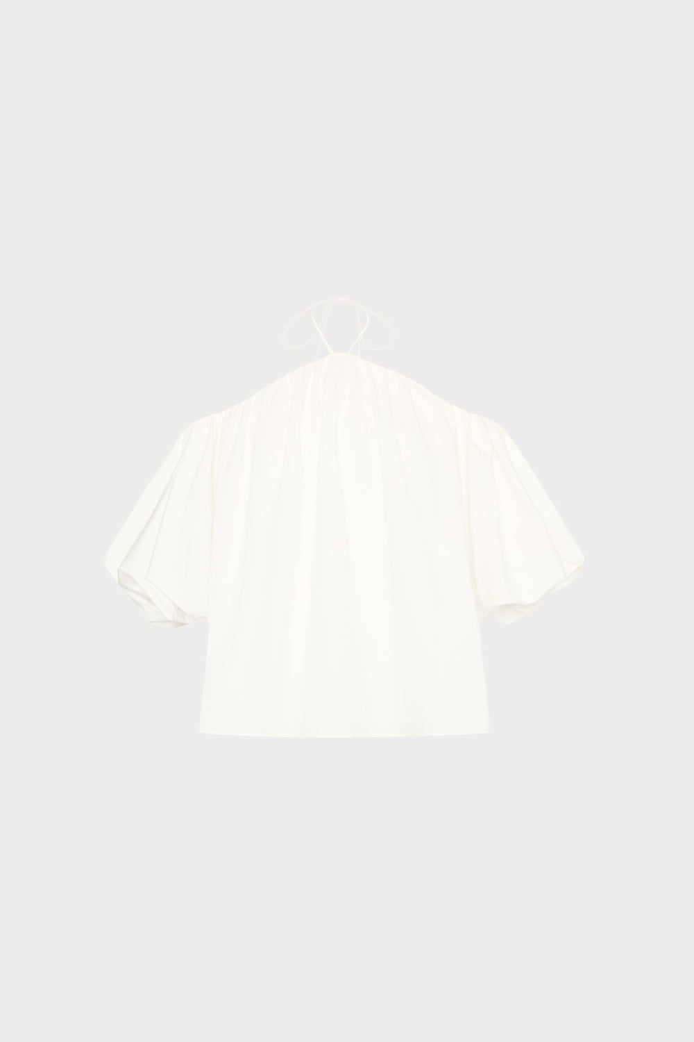 Halter Poplin Off The Shoulder Top - White