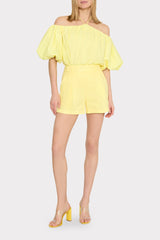 Halter Poplin Off The Shoulder Top - Yellow