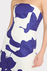 Orion Camellia Floral Jacquard Dress - Blue Multi