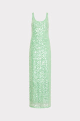 Tatum Stretch Sequins Maxi Dress - Green