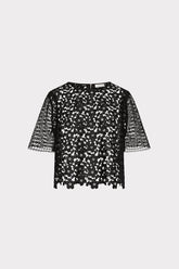 Floral Geo Combo Lace Top - Black