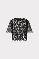 Floral Geo Combo Lace Top - Black