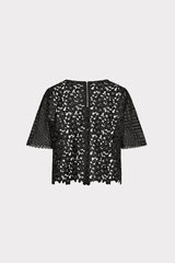 Floral Geo Combo Lace Top - Black