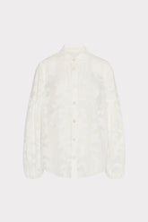Scroll Burnout Button Up Top - White