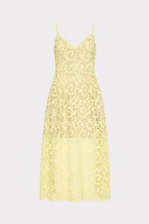 Elle Lace Midi Dress - Yellow